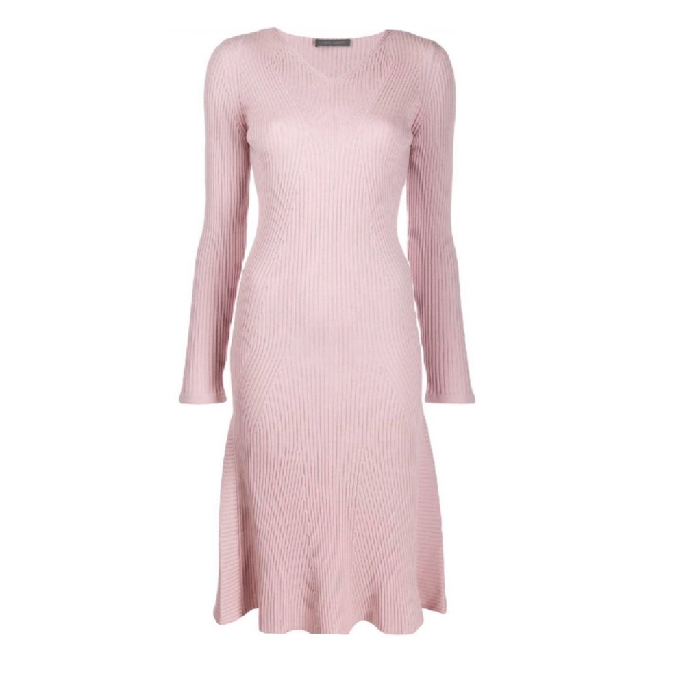 ALBERTA FERRETTI V-neck Sweater Dress In Pink